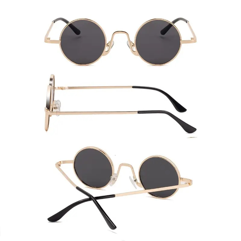 SPLOV Vintage Rap Sunglasses Men Women Steam Punk Style HipHop Small Round Metal Frame Eyewear Retro Gafas De Sol With Case 260206