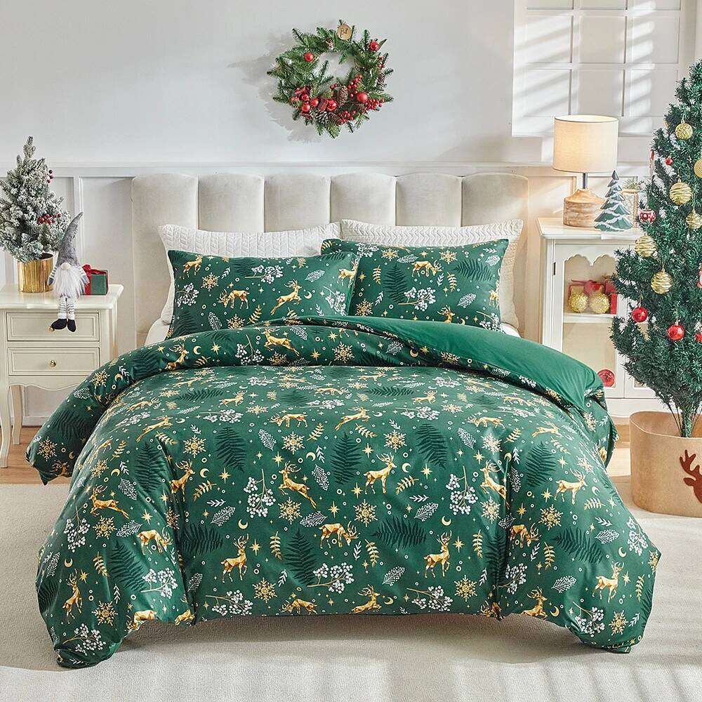 Duvet Bedding Set Christmas Twin Full Queen King Size 135x200 Nordic Quilt Cover 240x220 Double Single Bed Linen 200x200 XJ260206