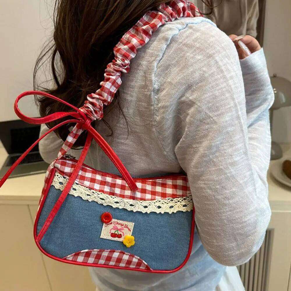 Cute Shoulder Plaid Small Fresh Hand-held Commuting Niche Design Large Capacity Casual Armpit Bag Z260207 - view 7