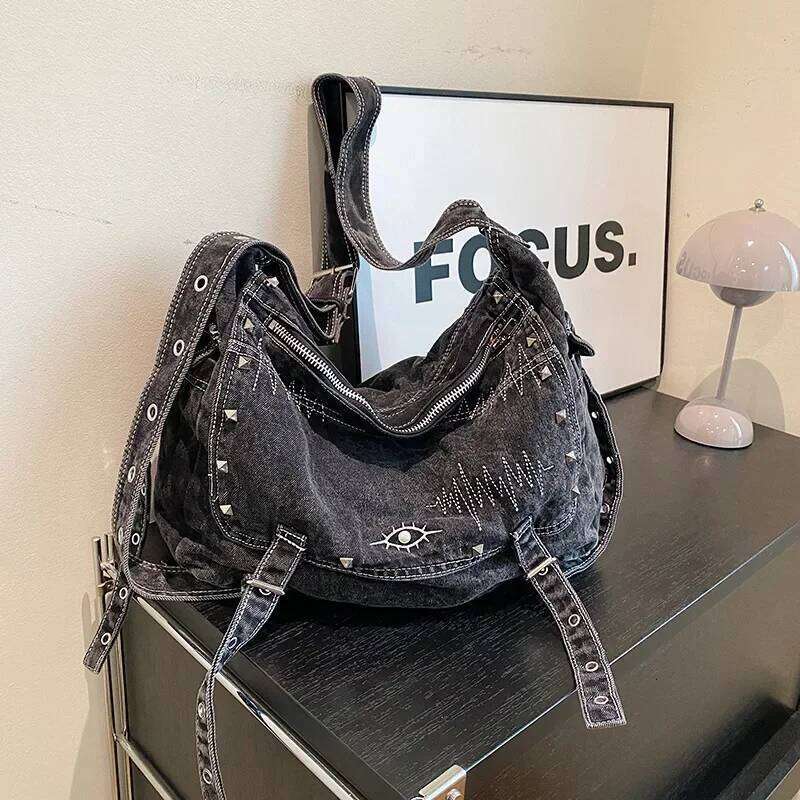 2024 Autumn y2k Denimn Vintage Shoulder Crossbody For Women Large Capacity Female Tote Bags Y260205