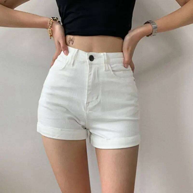 Short Jean Pants Woman Tight Boxer High Waist Skinny Denim Shorts for Women Booty Streetwear Kpop Elasticty Elegant Cheap Comfy XJ260206