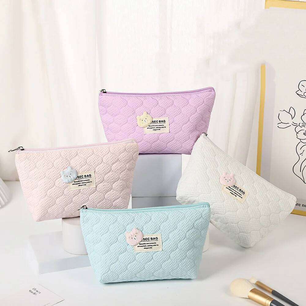 Ins Kawaii Cartoon Bear Bubble Women Makeup Bag Portable Travel Cosmetic Organizer Handbag Make Up Zipper Pouch For Gift Y260206