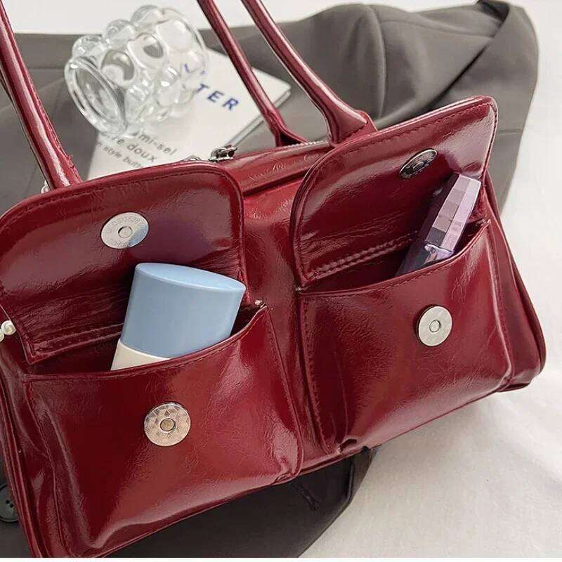 Solid Sewing Thread Glossy PU Shoulder Fashion Versatile Hand 2025 Hot Sale Bags for Women Bolsas Femininas Z260207 - view 6