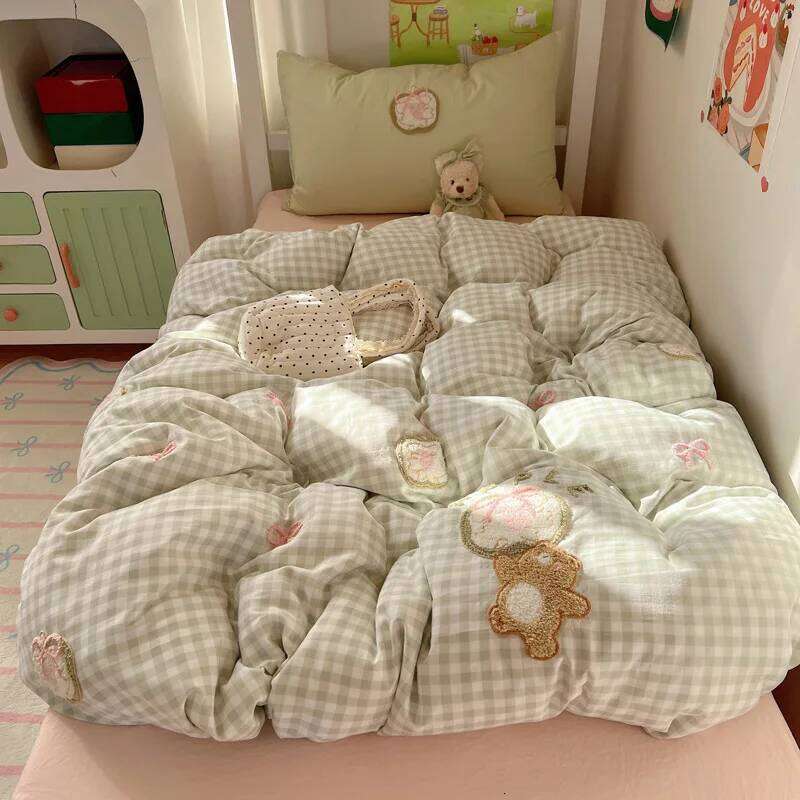 2025 new class A cartoon pure cotton four-piece student small fresh dormitory quilt cover bed sheet three-piece set XJ260206