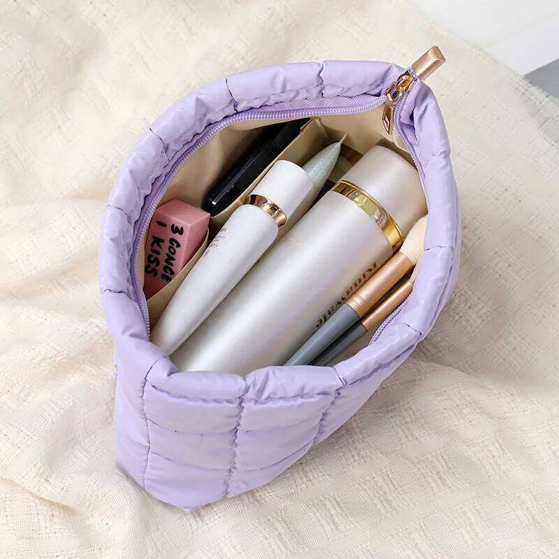 Women Simple Bubble Cosmetic Handbag Travel Organizer Makeup Lipsticks Cotton Pouch Fashion Large Capacity Zipper Bag For Girls Y260206