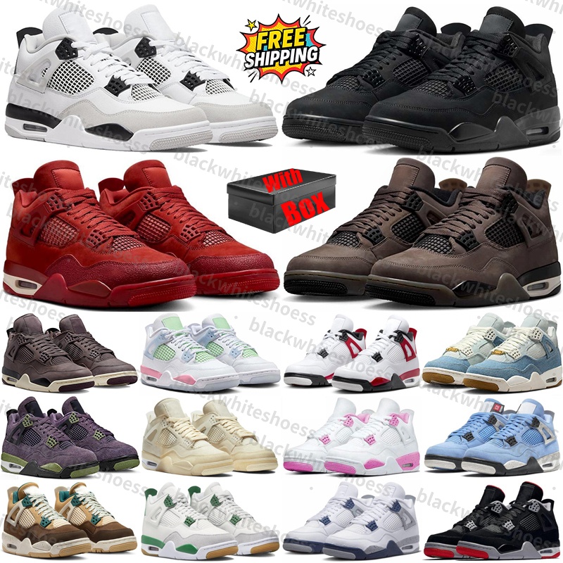 Free shipping 2026 With Box Basketball 4 4s Shoes Designer j4 jorden4men sneakers black cat trainers for mens womens chaussure sneaker scarpe trainer