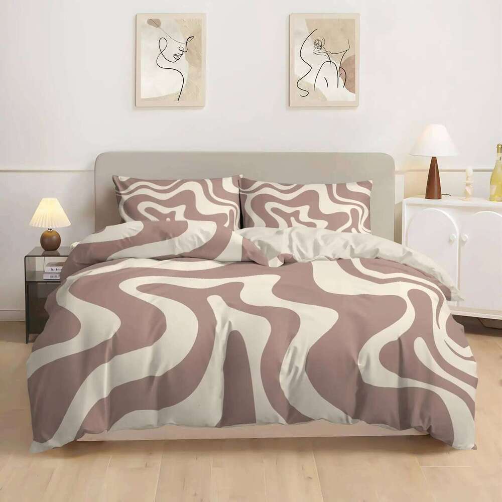 Black White Striped Queen Size Stylish Soft Warm Cover, Suitable For Men and Women Bedroom Duvet Coverset XJ260206