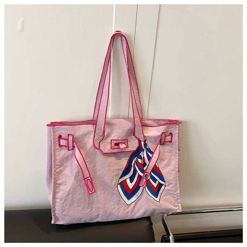 Embroidery Stylish Design Shoulder Bags Creative 2026 New High Quality Large Capacity Youth Sewing Thread Women's Handbags Y260205