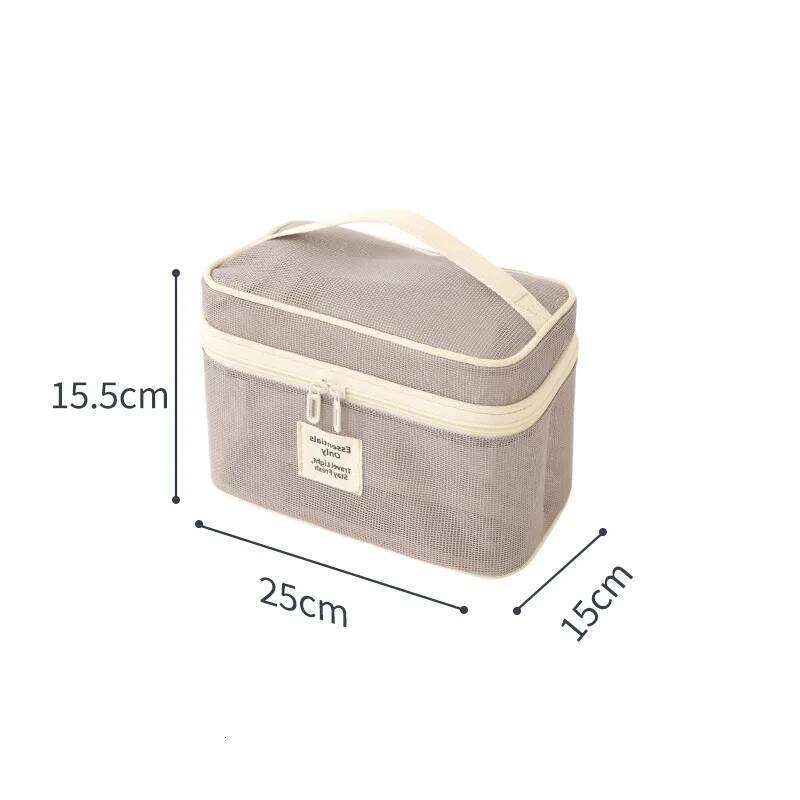Travel Mesh Wash Storage Bag Makeup Organizer Cosmetics Make Up Skincare Box Plastic Container Handbag For Women Men Bathroom Y260206
