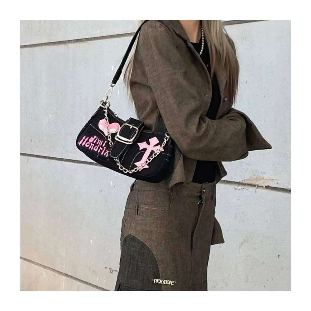 Y2k Cool Girls Small Shoulder Bags Fashion Love Letter Women's Underarm Butterfly Chain Female Clutch Handbags Messenger Bag Z260207 - view 7