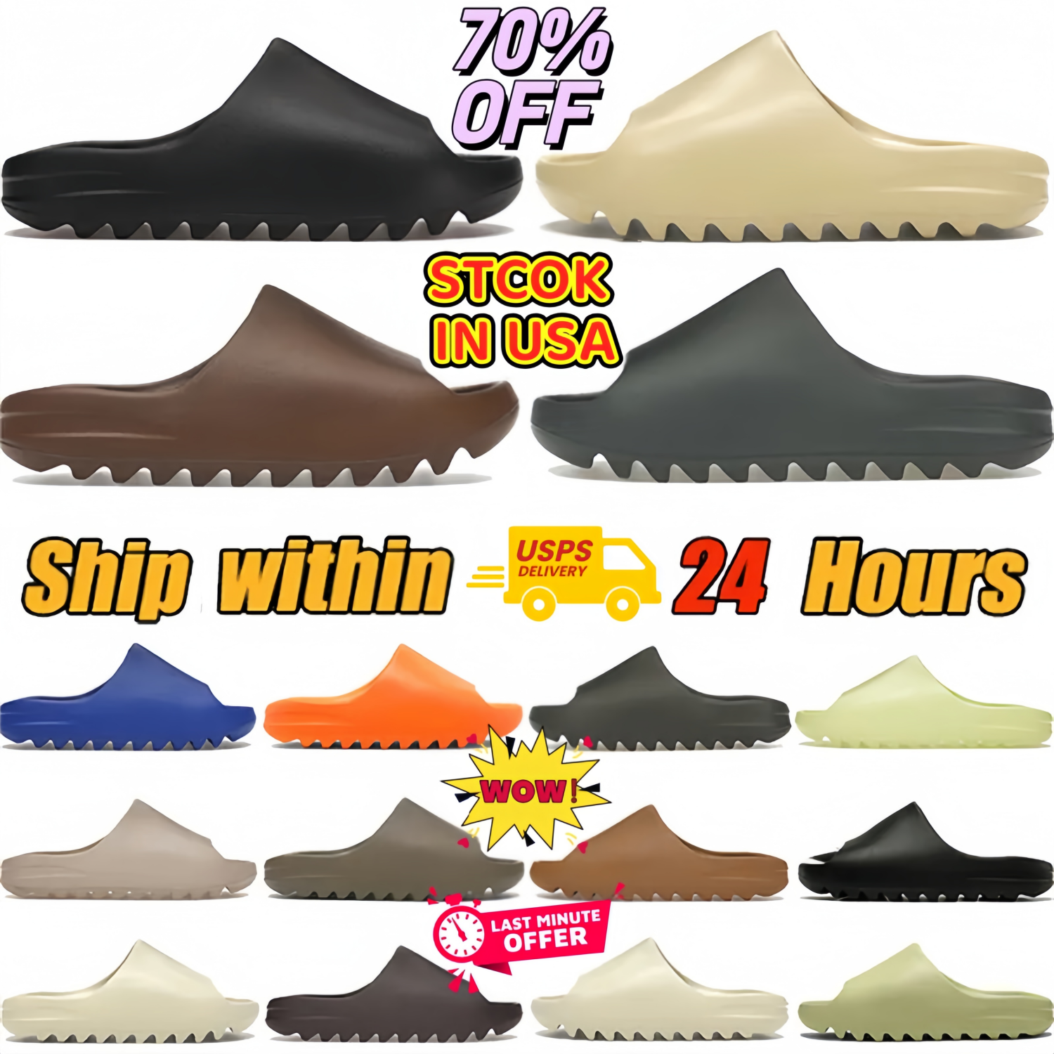 With Box Designer Slide Men Sandals Slipper Onyx Bone Azure Flax Pure Restock Ochre Granite Glow Resin Soot Black Core Sand Slate Marine Earth Brown Solid Salt Slider