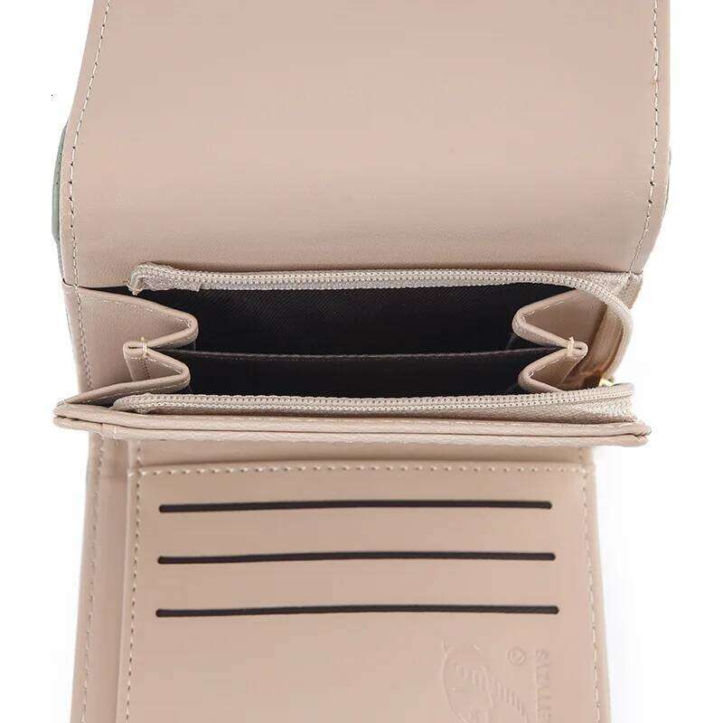 New women's short wallet high quality PU simple fashion hardware buckle three-fold bag multiple card slots student zipper coin p Y260206