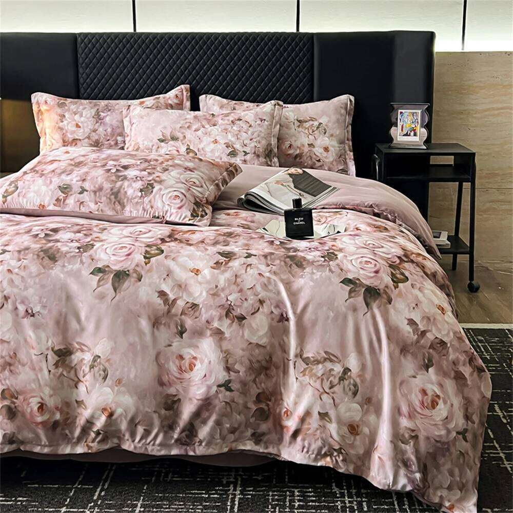 Luxury Plant Flowers Bedding Soft Bedroom Decor Comforter Duvet Cover Pillowcase Bed Sheet Washed Cotton Four Piece Set XJ260206