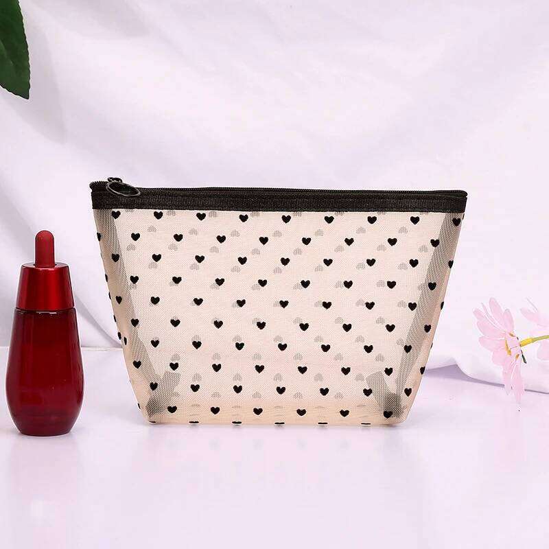 2023 New Heart Outdoor Personalized Transparent Cosmetic Pouch Travel Organizer Zipper Beach Makeup Women's Bag Y260206