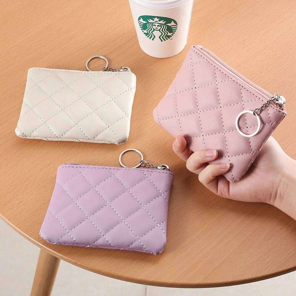PU Leather Zip Key Chain Fashion Small Money Short Change Pouch Coin Purse Purses for Women Wallet 2025 Y260206