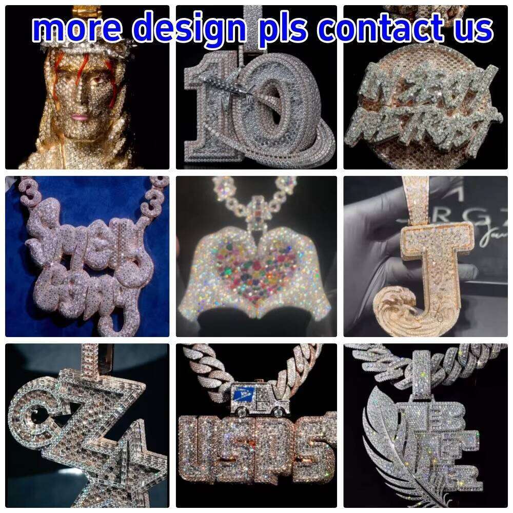 Personalized Men Charms 925 Silver Iced Out Hiphop Fit Cuban Link Chain Moissanite Diamond Initial Letter Pendant