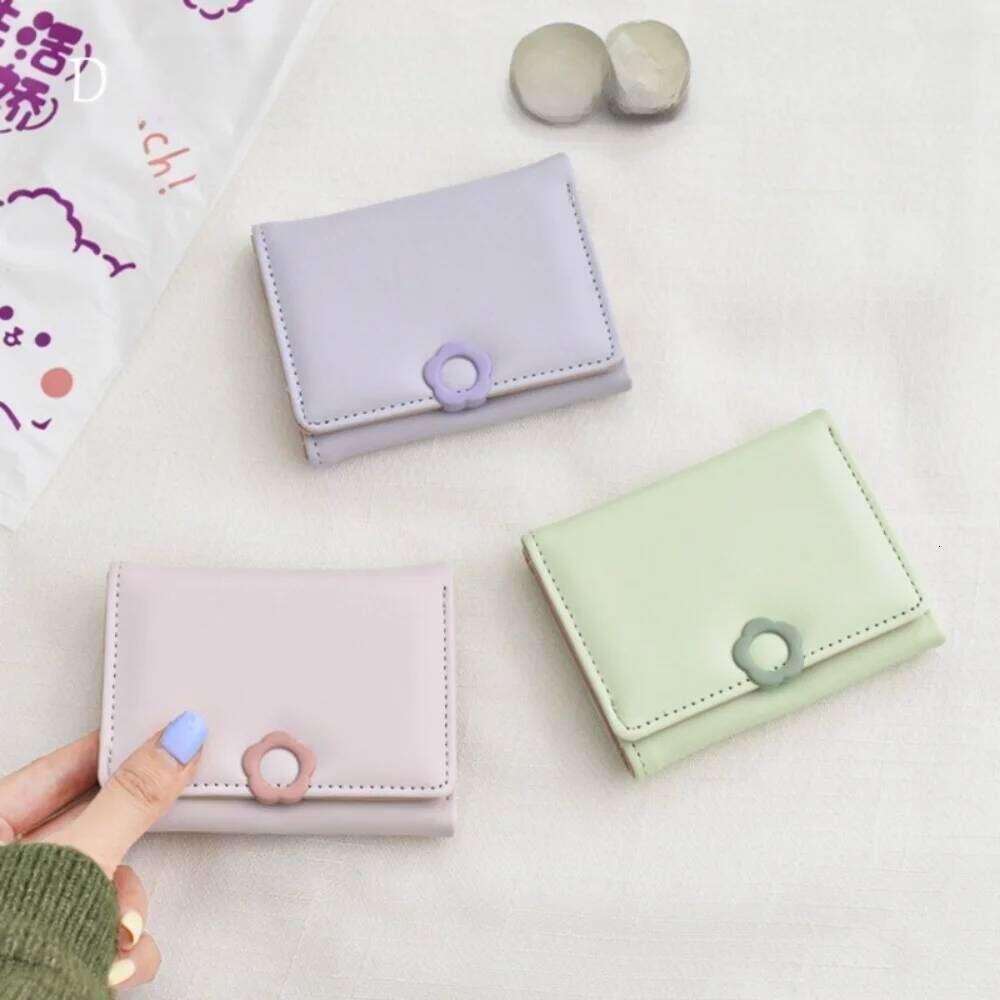 Portable Pu Leather Flower Short Wallet Multi-card Coin Folding Bank Bag Change Purse Card Holder Ladies Y260206