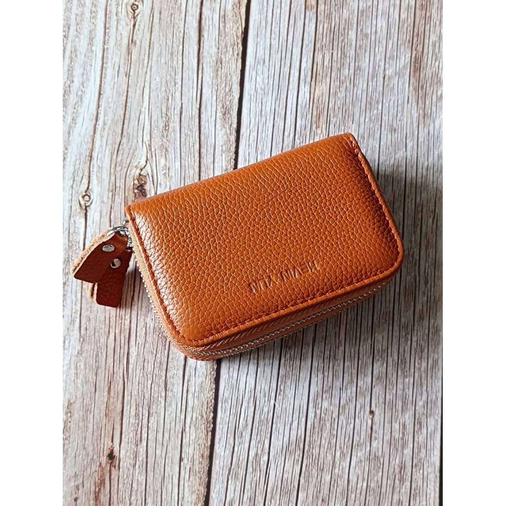Fashion Credit Holder Wallet Genuine Leather Double Zipper Large Capacity Lady Card Case Y260206