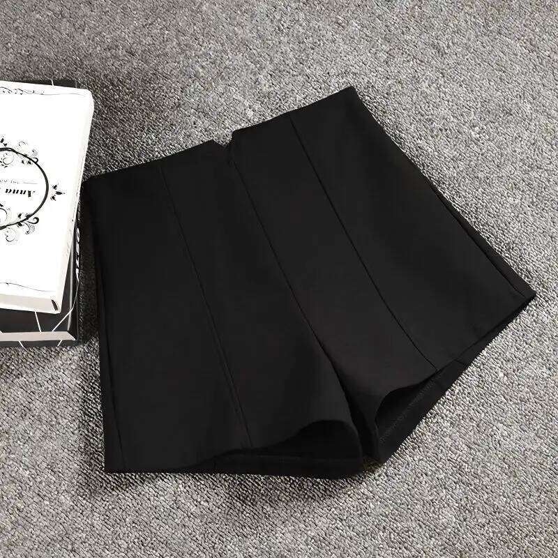 Black High Waist Zipper Patchwork Thin Casual Hot Pants Summer New Solid Color Slim Youth Shorts Fashion Trend Women Clothing XJ260206