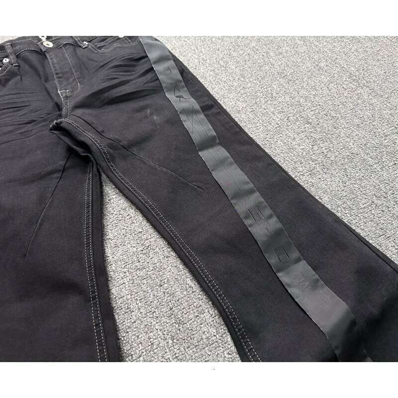 High Street RO Style Denim Men's 24SS Basic Elastic Black Ribbon Loose Flared Streetwear Casual Jeans Pants Men Clothing X260207 - view 5