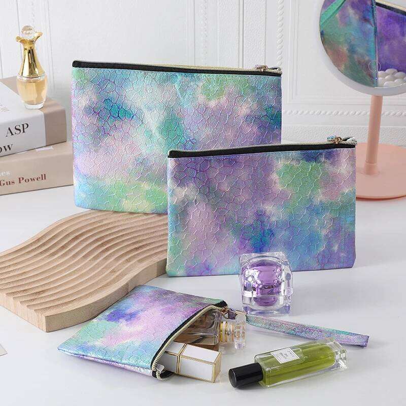 Colorful laser waterproof PU gradient cosmetic New minimalist wash Fashionable portable multifunctional makeup bag Y260206