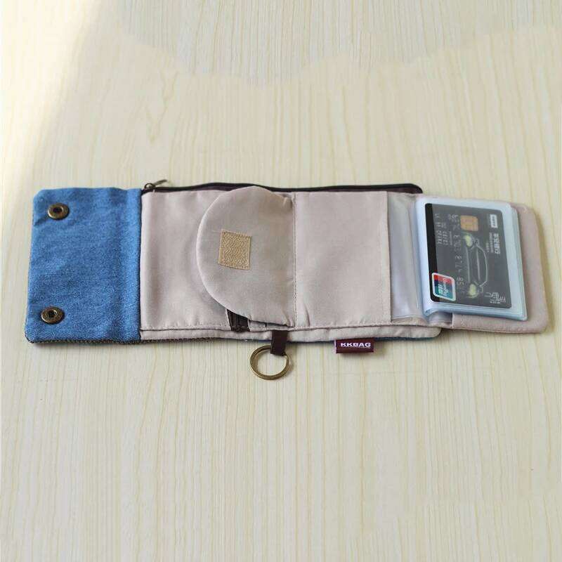 Women's Handmade Fold Fabric Wallet Simple Color Contrast Short Zipper Purses Cartoon Coin Purse Card Holder Key Organizer Y260206