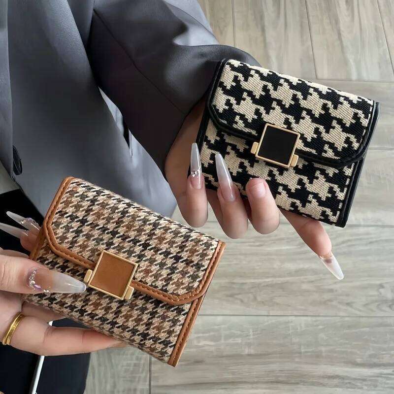 1pcs/set Women's Canvas Holder Short Foldable Mini Purse Organizer Lightweight Everyday Use Card Wallet Y260206