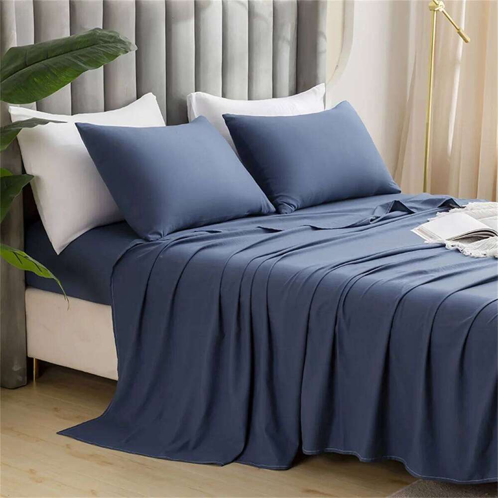 Solid Color Brushed Bedding Set,Fitted Flat Sheet, Pillowcase,Ultra-Soft Microfiber for Luxurious Sleep,Hypoallergenic XJ260206