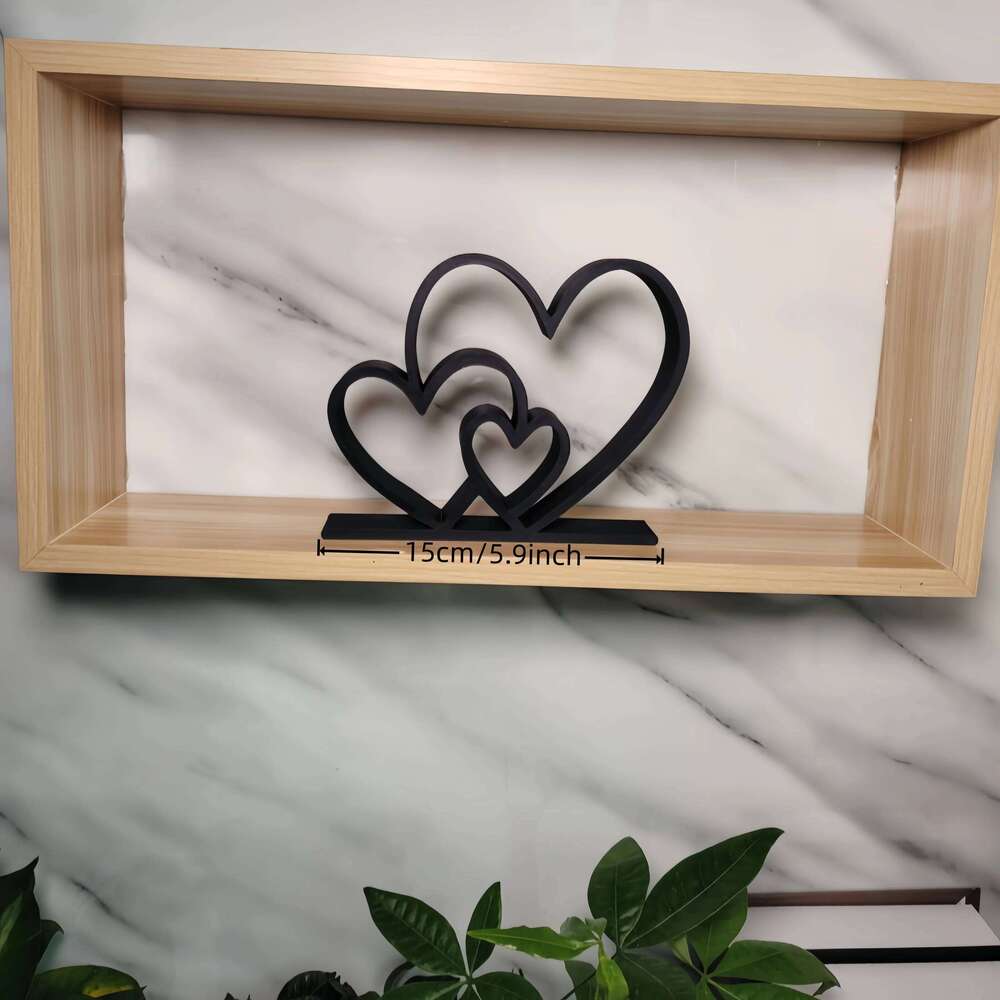 1Pcs Heart-To-Heart Statue, Simple Black and White Design, Love-Themed Ornament, Bookshelf Decorative Sculpture, Desktop Decoration, Valentine's 