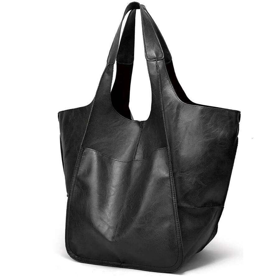 Fashionable minimalist with soft leather and capacity shopping bag for women, one shoulder hand-held large b Z260207 - view 3
