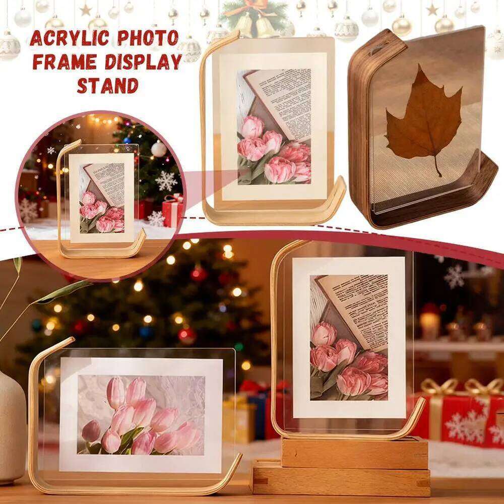 6-inch Transparent Double-sided Acrylic Photo Frame - Personalized Carved Logo Stand Cute Instagram Style Desktop Ornament S260205