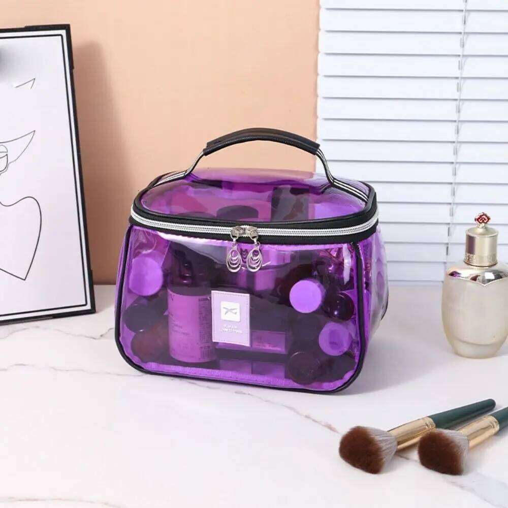 New PVC Wash Transparent Waterproof Cosmetic Large Capacity Handheld Makeup Storage Bag Women Y260206