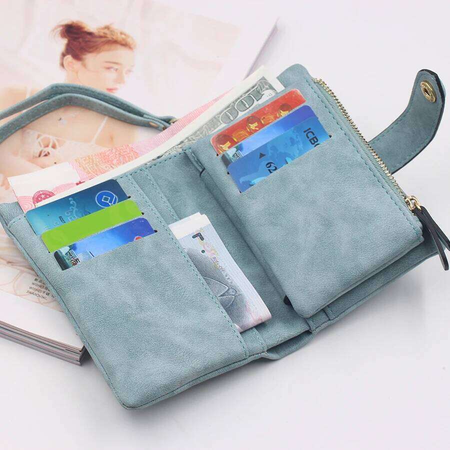 New women's short wallet European and American retro simple fashion all-match multiple card slots handbag student coin zipper co Y260206