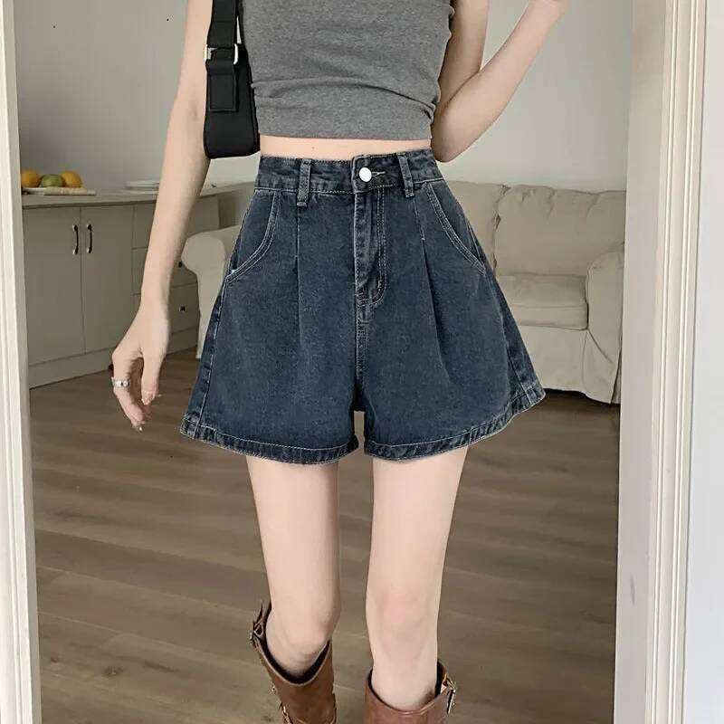 Lucyever Wide Leg Jeans Women Summer High Waist Loose Vintage Blue Denim Shorts Woman Korean Wild A-Line Short Pants XJ260206