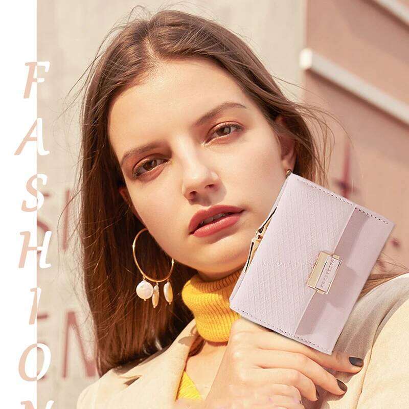 Women's Short Korean PU plaid buckle triple Fold bag Folding niche fashion trend All-in-one Student Coin Purse Women' Y260206