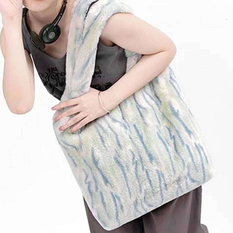 Large Capacity Handbag Women's Plush Shoulder Shopper Tote Bags Girls Ladies Bookbag Purse Z260207 - view 3