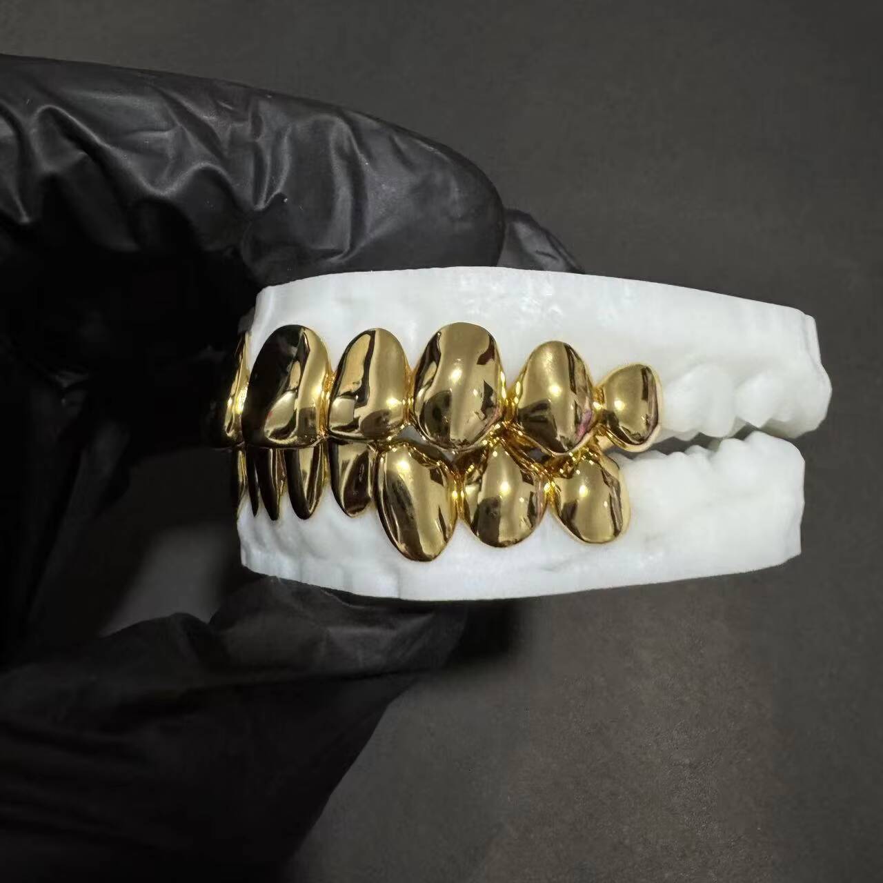 Custom Made Fitted Hip Hop Grill Perm Cut Grillz 925 Silver Real Gold Plated Grills Solid 10KT Gold Plain Dental Teeth Grillz
