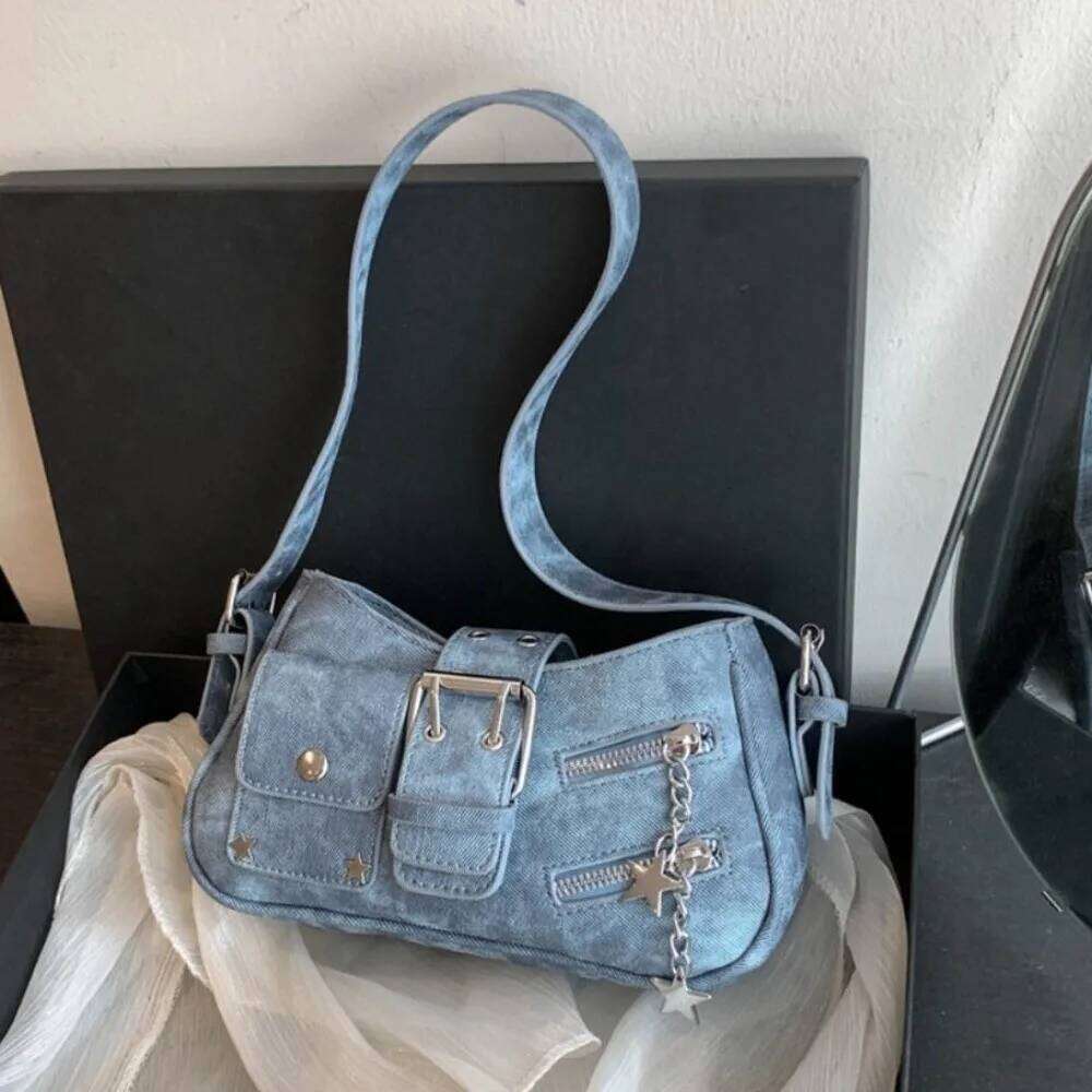 Fashion Handbag Y2K Underarm Rivet Star Spicy Girl Shoulder Armpit Retro Crossbody Bag Girls Y260205