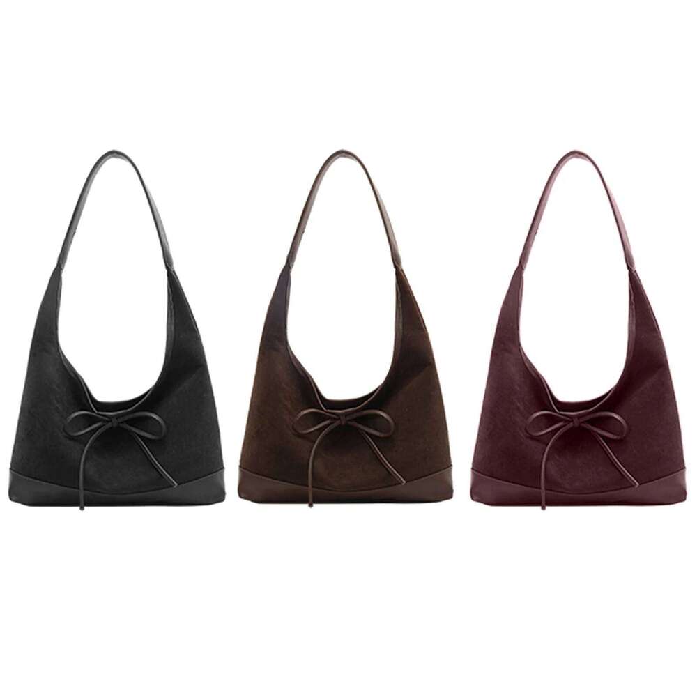 Bow Hobo Solid Colour Handbag Large Slouchy Shoulder Bag Lightweight for Women Work Everyday Z260207 - view 7