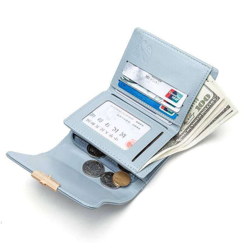 2023 new women's short purse Japanese and Korean PU soft hardware buckle simple trend everything niche large capacity handbag pu Y260206