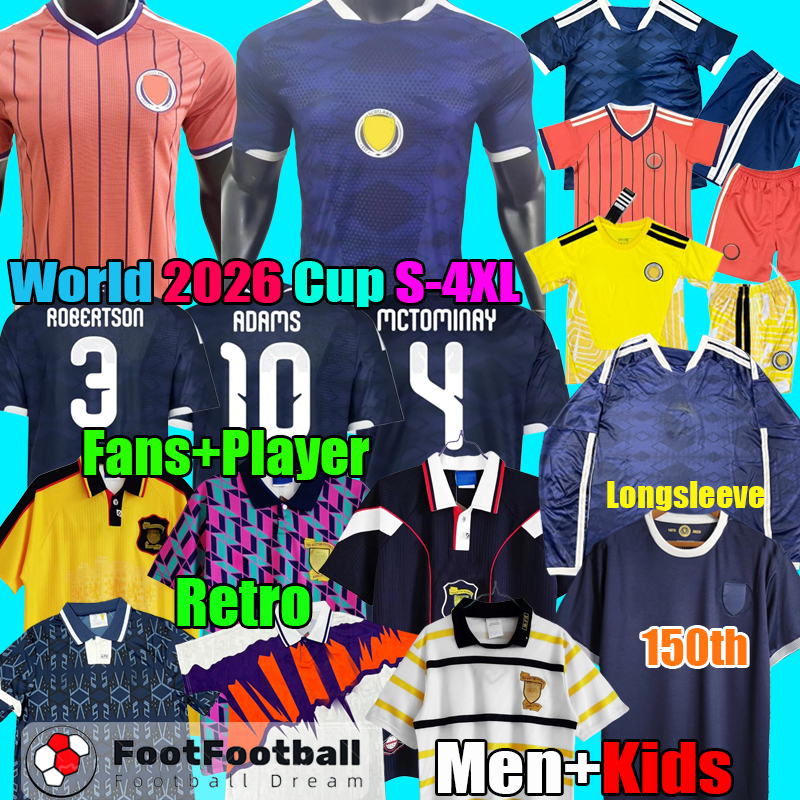 S-4XL 2026 Scotland Soccer Jerseys 2026 2027 Football Shirt 150th anniversary Retro 1991 1994 1998 1992 2002 World Camisetas de Futbol men Kids Kit uniforms set tops