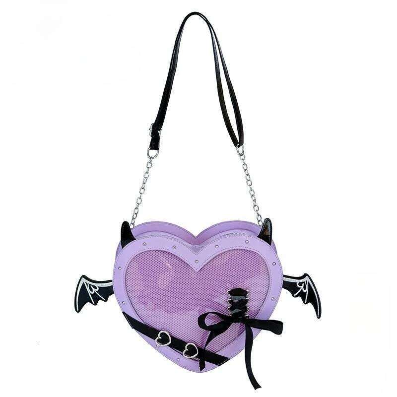 Y2k Aesthetic Punk Belt Gothic Wings Shoulder Handbags Kawaii Heart Bandage Bow Underarm Bag Transparent Fashion Sweet Ita Bags Z260207 - view 7