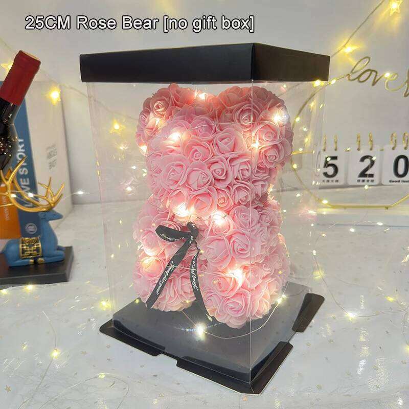 Eternal Rose Bear Artificial Flower Valentine's Romantic Box Girlfriend Mother's Day Creative Anniversary Wedding Gift S260204