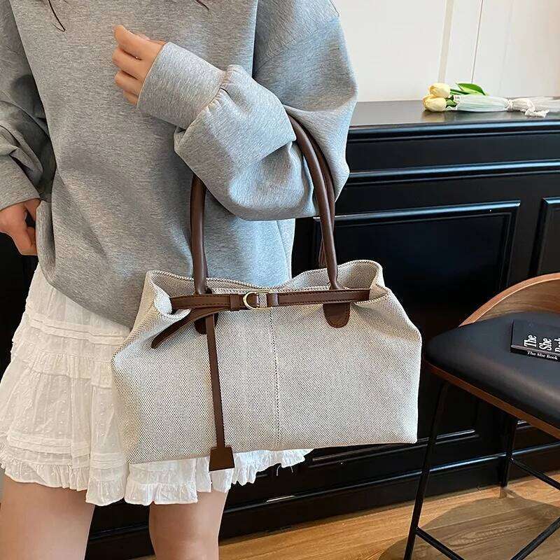 Retro Large Capacity Handbag Shoulder Women Durable Material Travel Commuter Totes Bags for Fitness Swimming Shopping Y260205