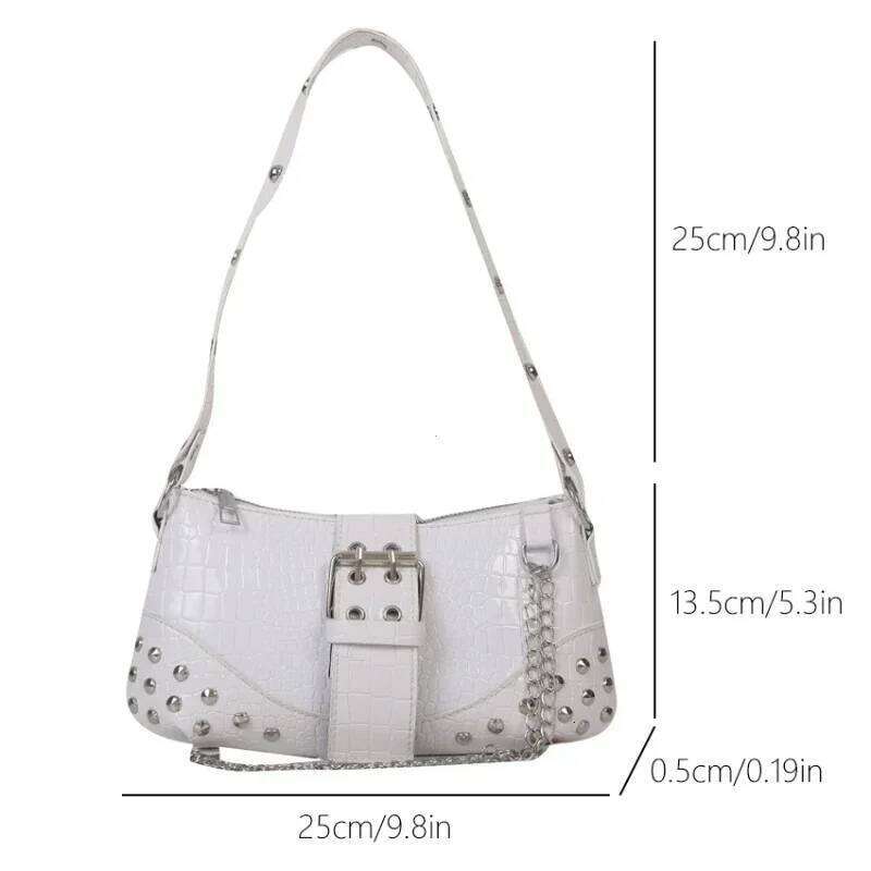 Women Fashion Shoulder Gothic Ladies Bag Cool Style Trendy Rock Girls Handbag Y2K Rivet Chain for Travel Vacation Daily Z260207 - view 7