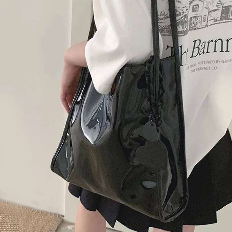 Soft Patent Leather Women's Shoulder Large Capacity Ladies Tote Bags Fashion Casual Female Portable Handbags Underarm Bag Y260204