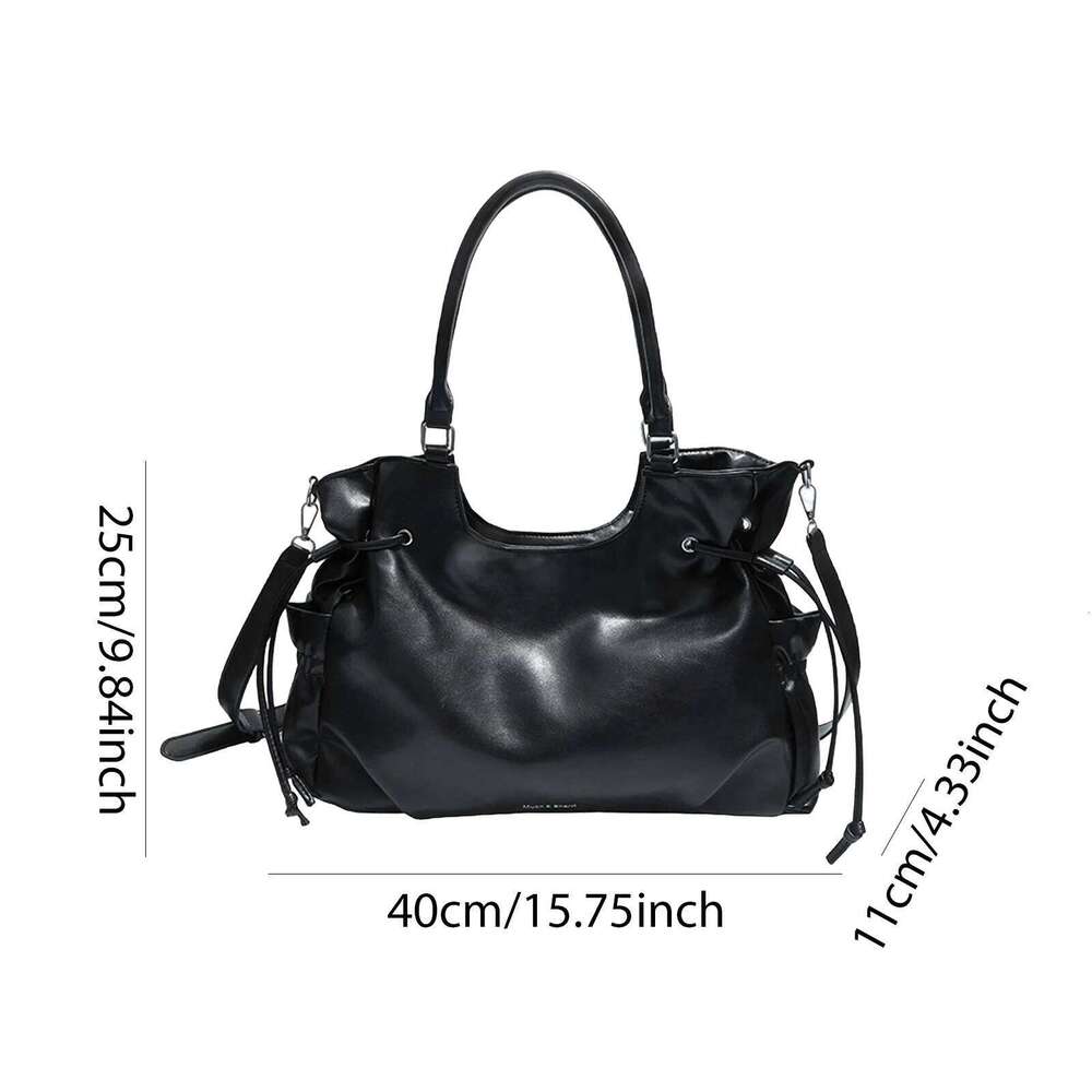PU Commuter Large Capacity Handbag Solid Color Tote Bag Roomy for Business Office Work Travel Y260204