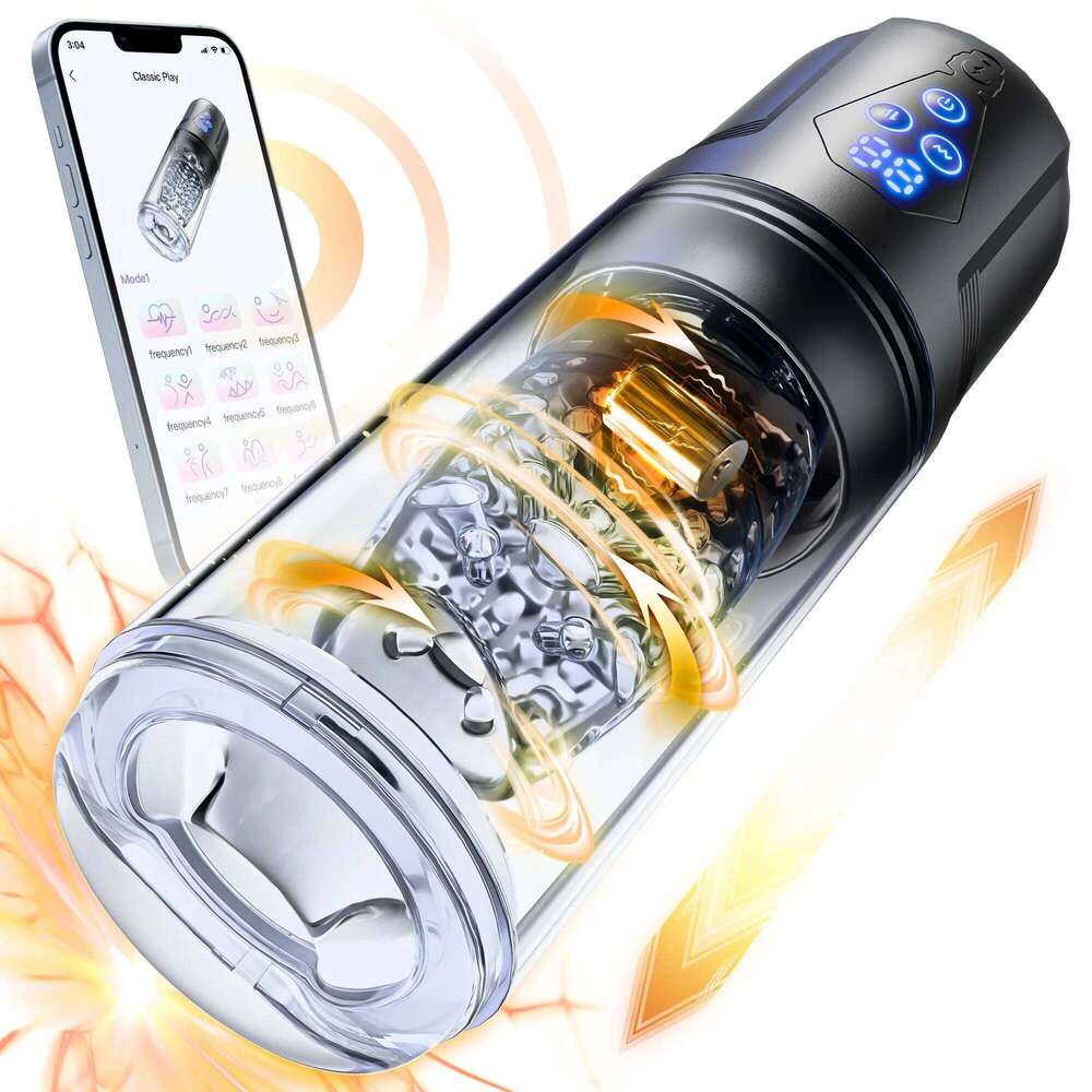 Upgrade 3 in 1 Masturbator Sex Toy with App Control Realistic Blowjob Machine 9 Thrusting Rotating & Vibrating Male Stroker 26H0207