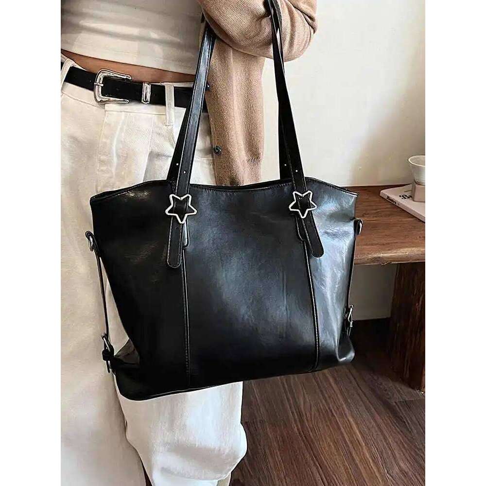 Retro Commuter Tote for Women Korean Autumn Winter New Fashion Large Capacity Underarm Bags Luxury Soft PU Shoulder Bag Y260204