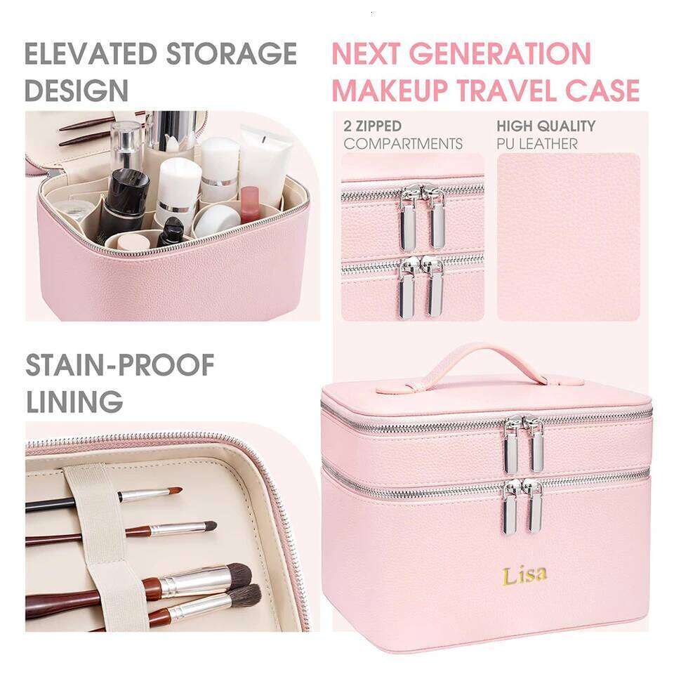 Customized name double-layer portable professional bag, skin care toolkit, beauty storage box, multi-partition makeup bag Y260206
